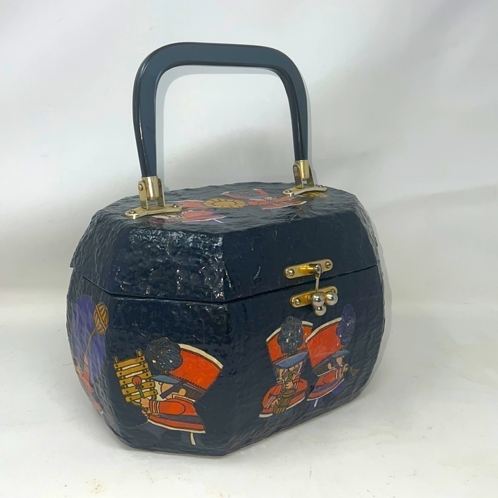 Vintage Wood Decoupage Box Purse Handbag